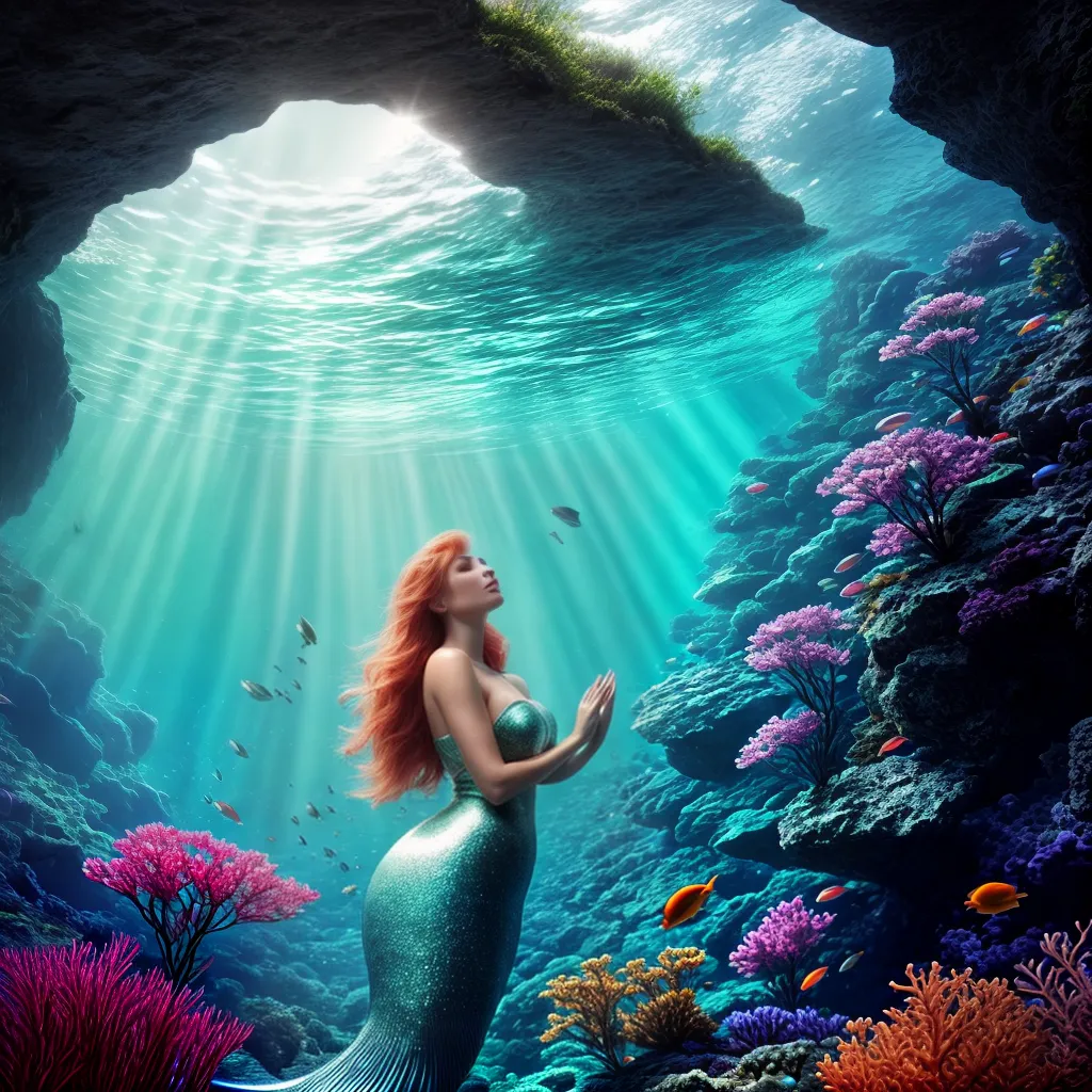 Fotos ilustracao mermaid fundo mar colorido