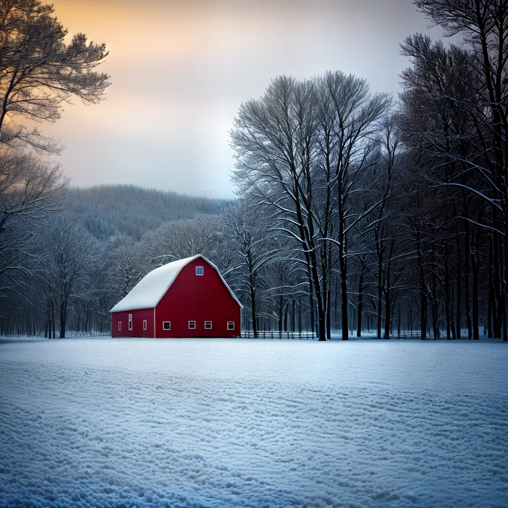 Descubra o que significa sonhar com Inverno na fazenda 2 Fotos inverno fazenda paisagem vermelho neve