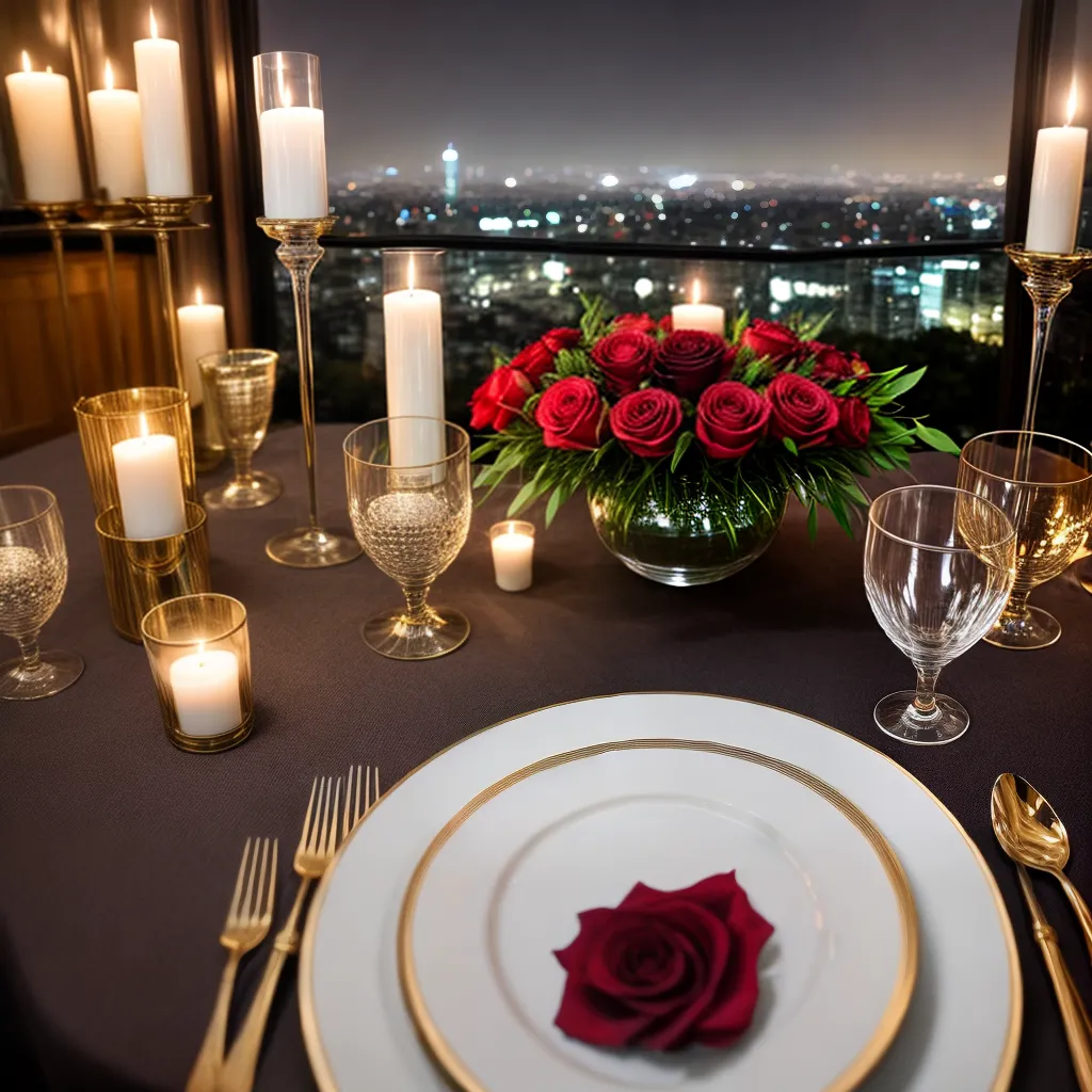 Fotos jantar luar rosas amor