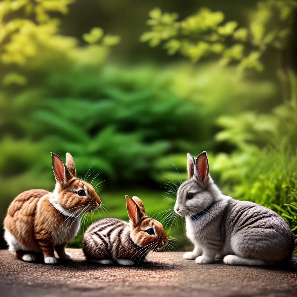 Qual Significado de Sonhar com Coelhos e Gatos? 4 Fotos jardim coexistencia coelho gato