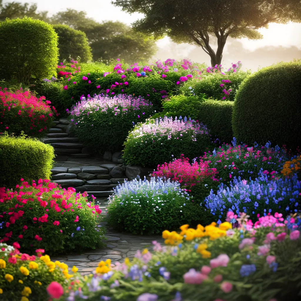 Fotos jardim colorido floricultor sereno