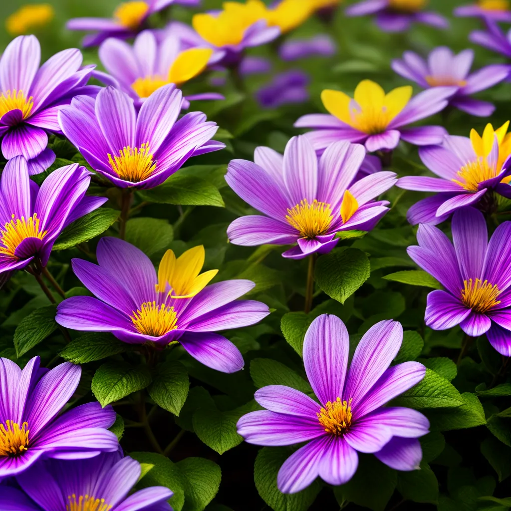 Qual é o Significado de Sonhar com Flores Amarelas e Roxas? 2 Fotos jardim flores amarelas roxas crescimento