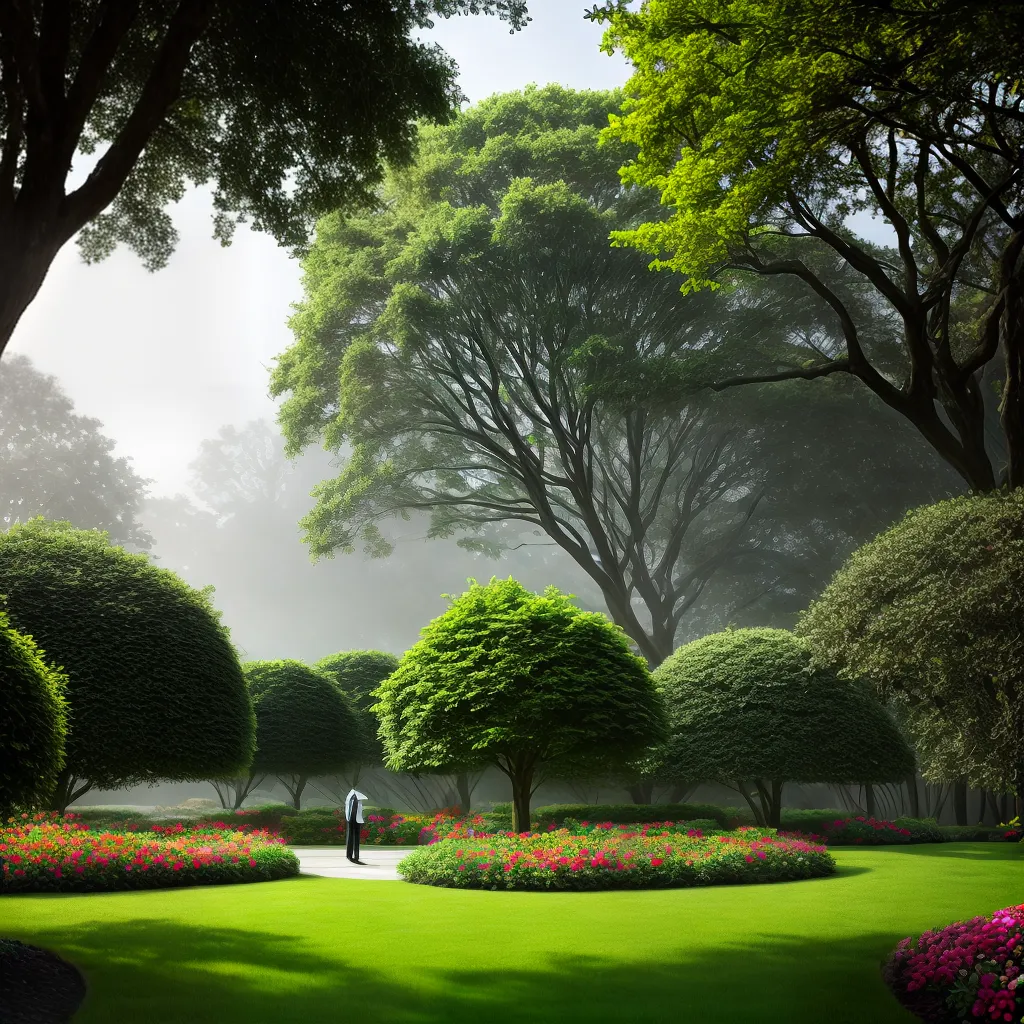 Botânico dos sonhos: O que significa sonhar com plantas? 3 Fotos jardim flores arvores nevoa paz