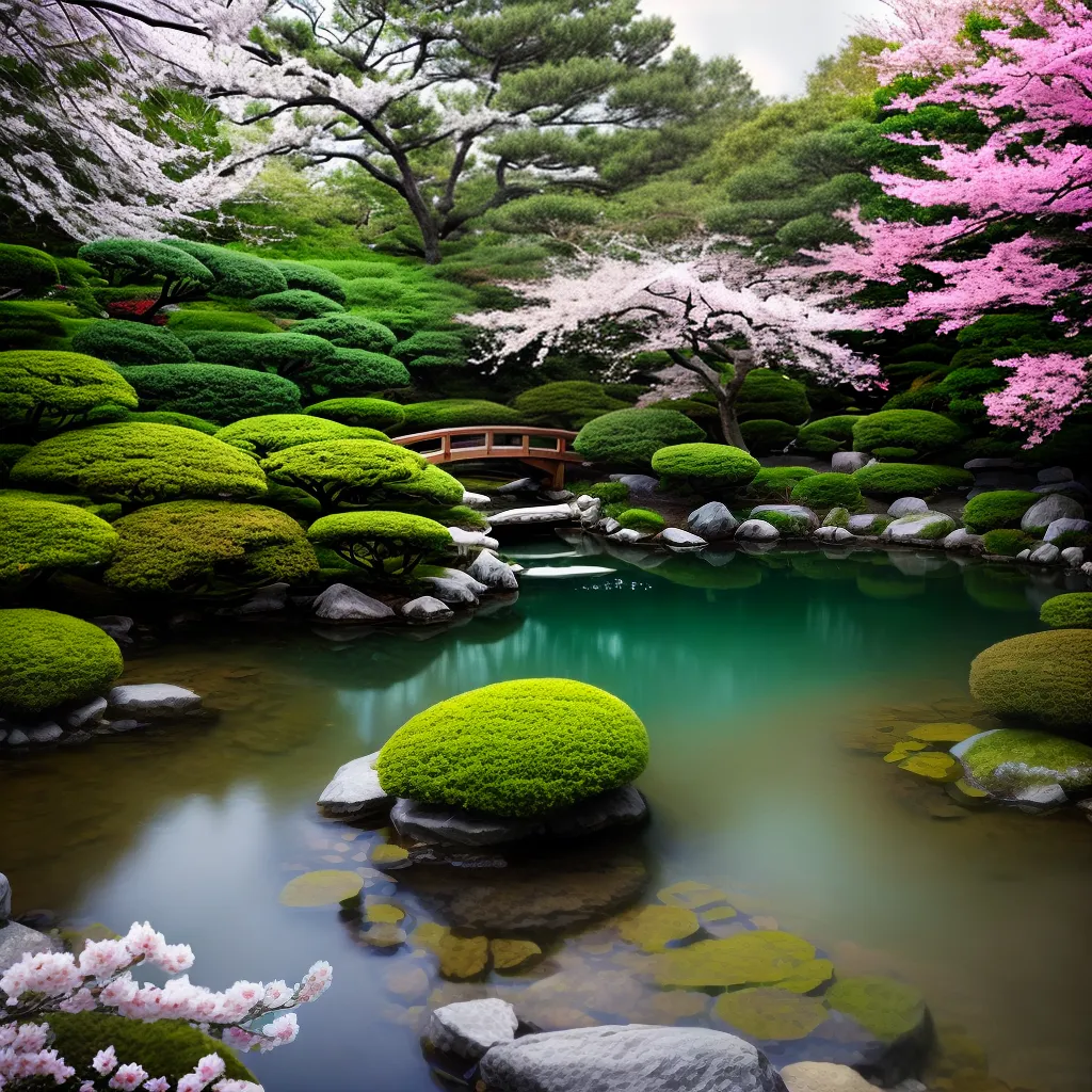 Sonhos e Empreendedorismo: A Relação entre a Filosofia Japonesa e o Sucesso nos Negócios 2 Fotos jardim japones ponte cerejeiras mushin wabi sabi