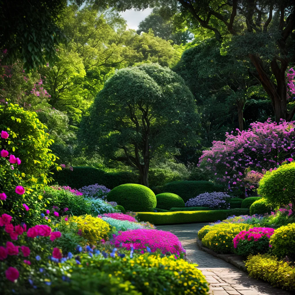 Fotos jardim luzes flores arvore magico