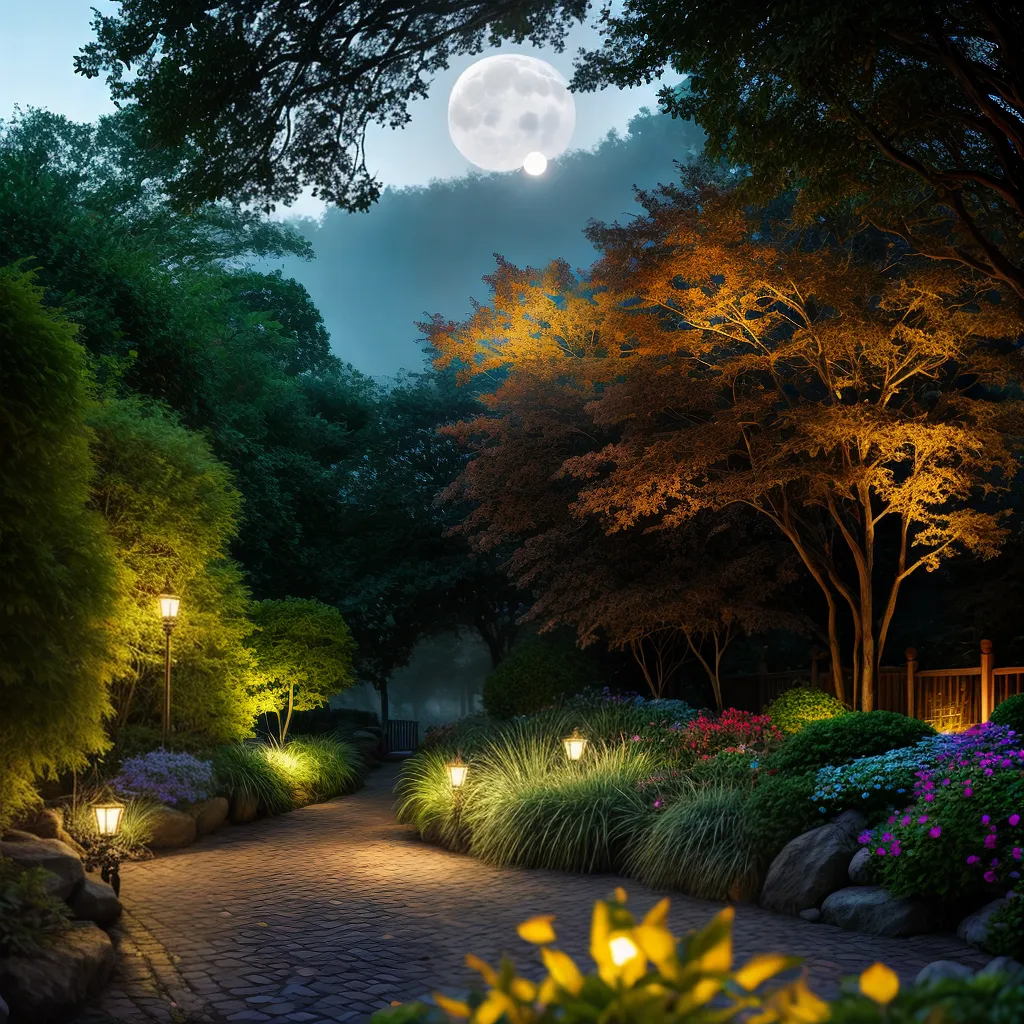 Fotos jardim noite lua flores misterio