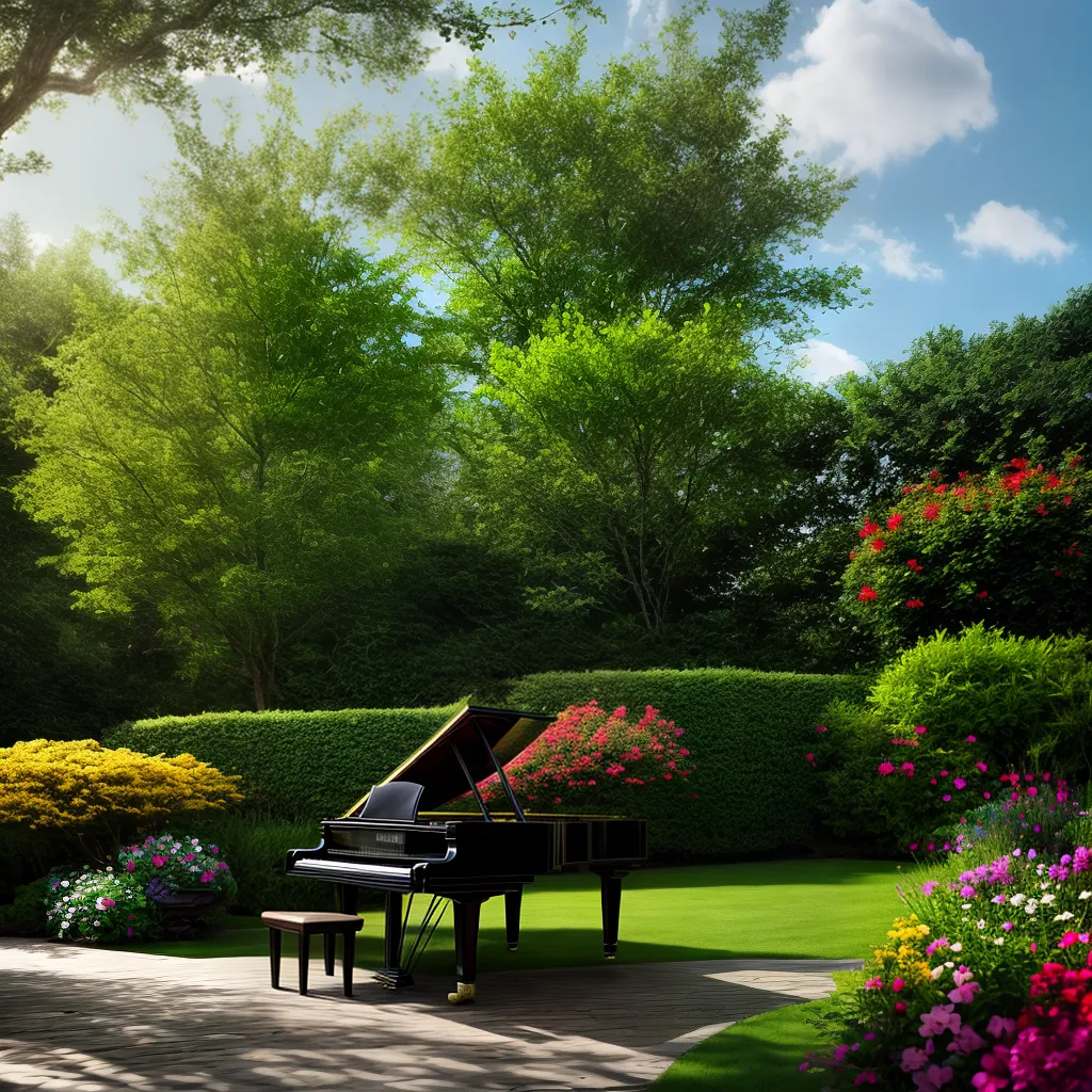 Fotos jardim piano notas musica natureza