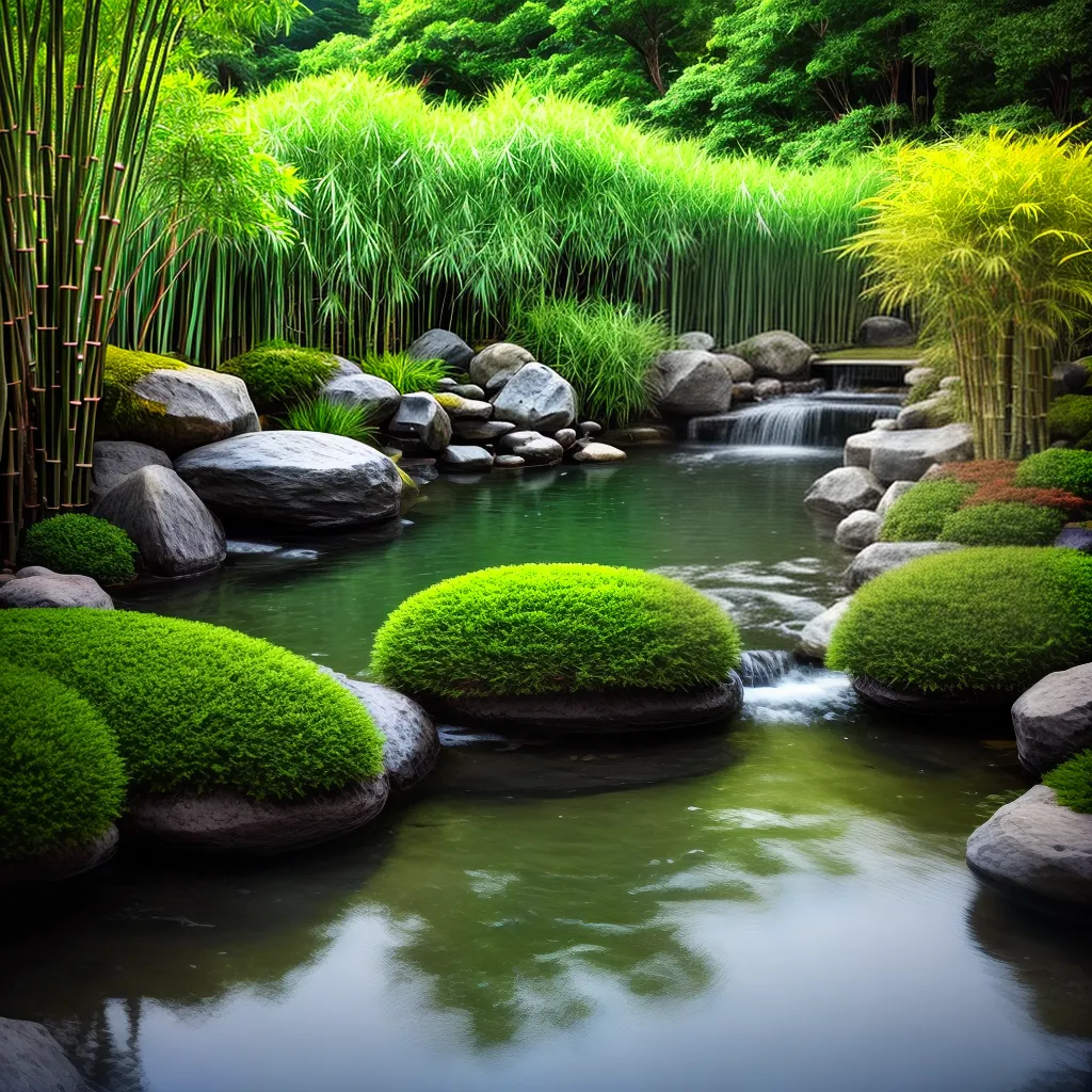 Fotos jardim zen bambu serenidade