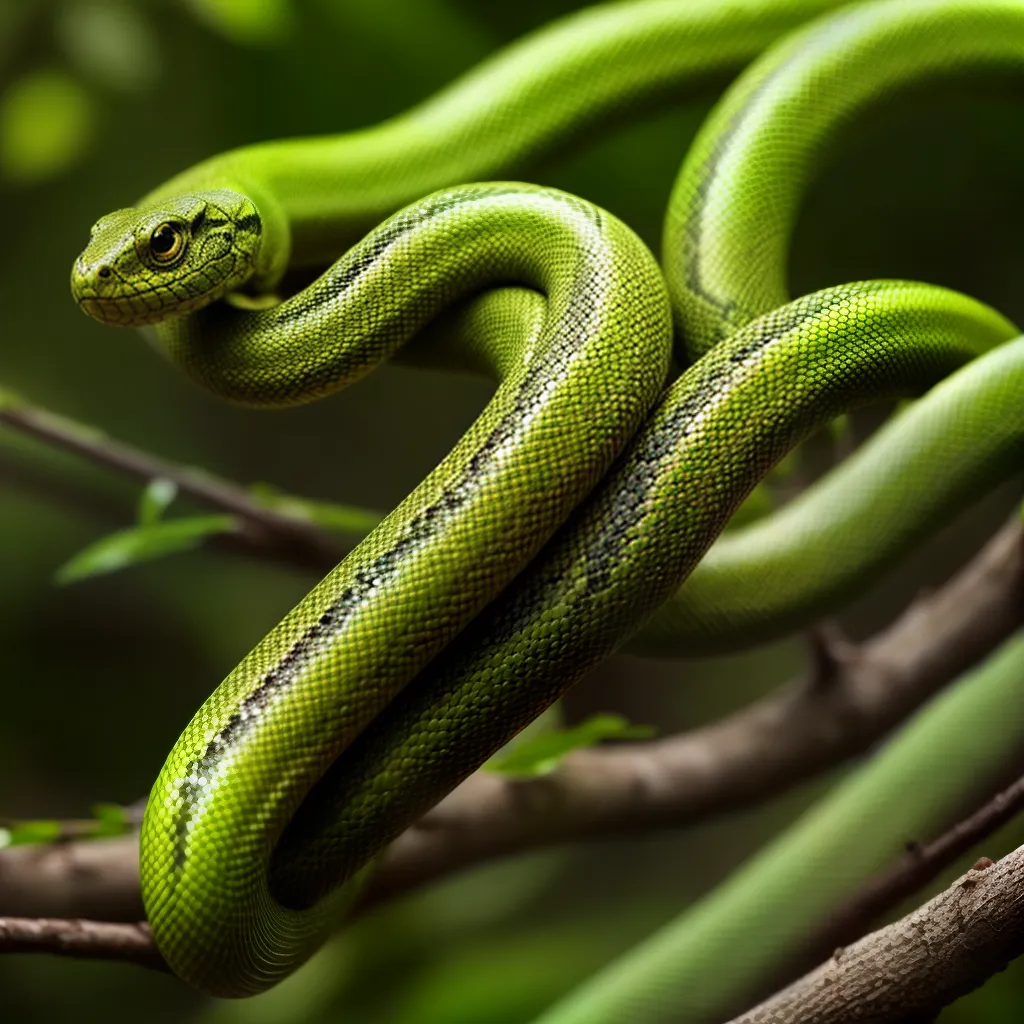 Qual o Significado de Sonhar com a Cobra Jiboia? 3 Fotos jiboia verde olhos amarelos ramo