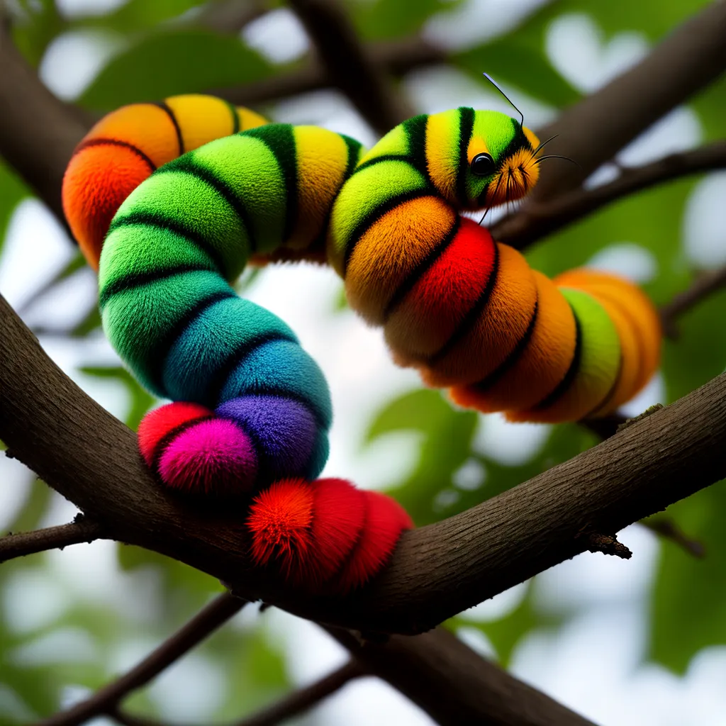 Descubra a Fantasia por Trás do Significado de Sonhar com um Animal de Muitas Patas 5 Fotos lagarta colorida ramo transformacao