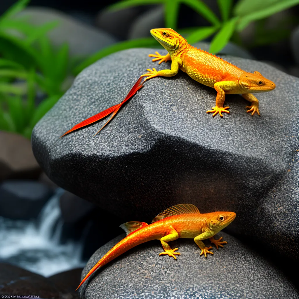 Fotos lagarto laranja peixe prata adaptacao criatividade