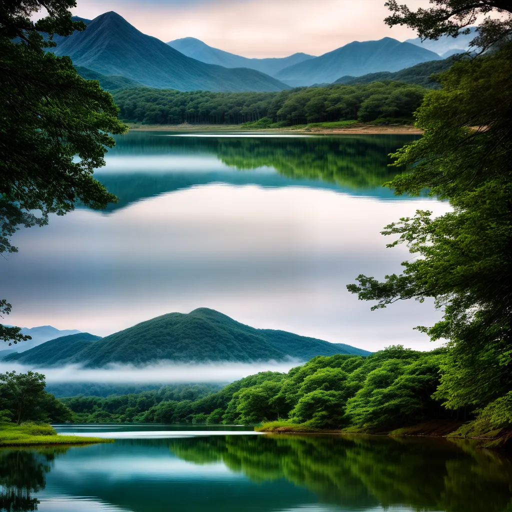 Fotos lago montanhas reflexo natureza serenidade