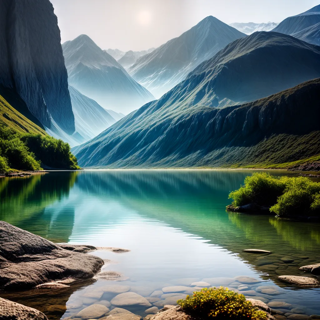 Fotos lago montanhas reflexo serenidade 1