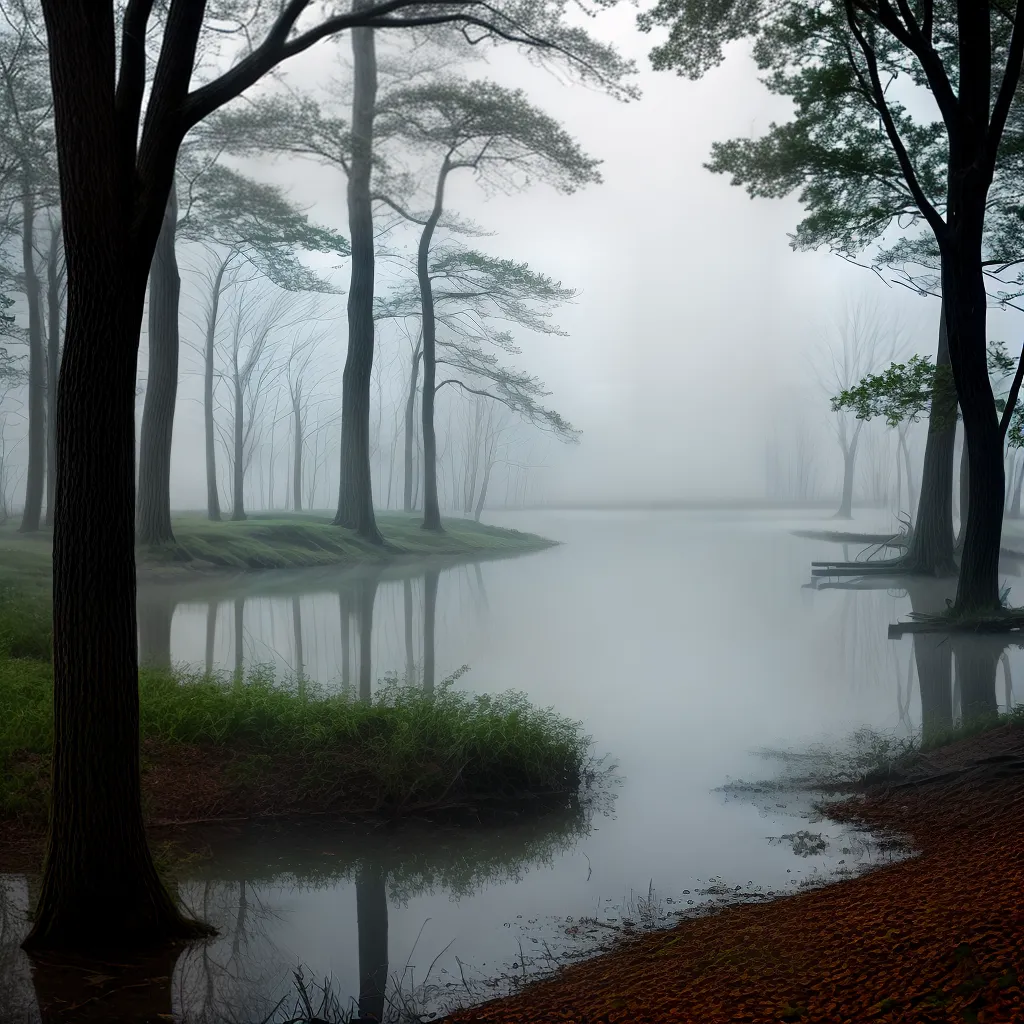 Lago Misterioso: Entenda o que significa sonhar com um lago misterioso 3 Fotos lago nevoeiro arvore reflexo luz