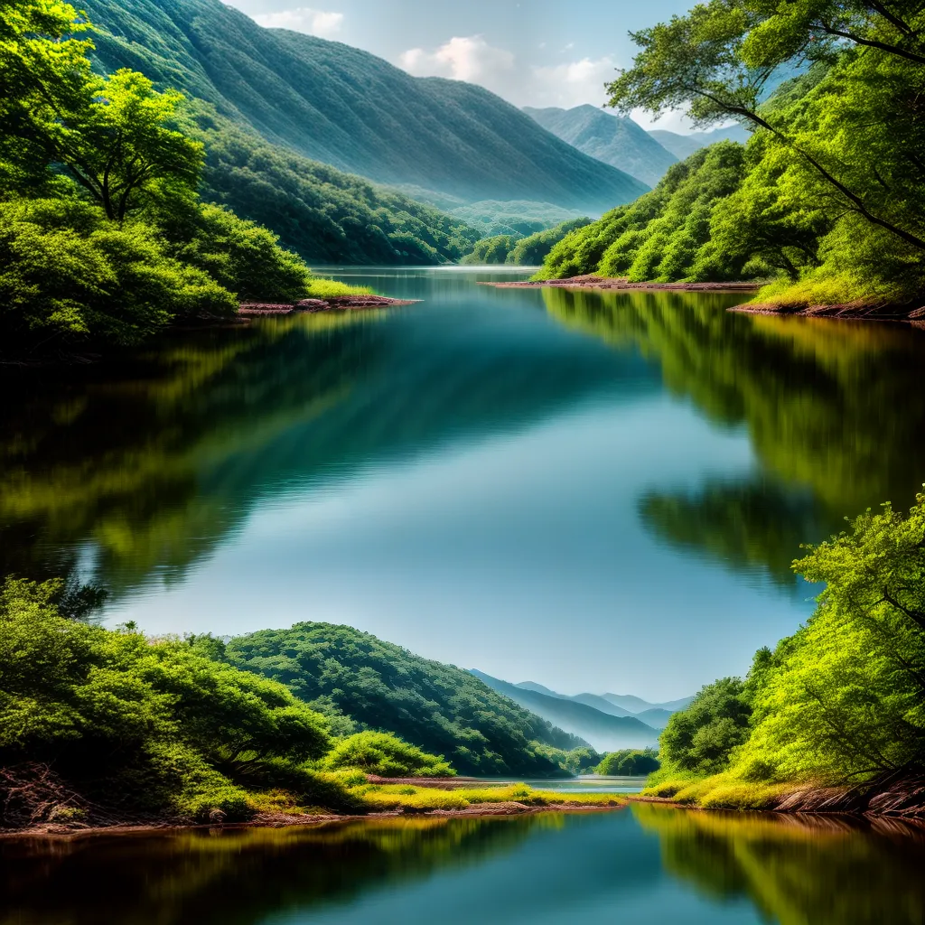 Fotos lago nevoeiro montanhas reflexo sonhos