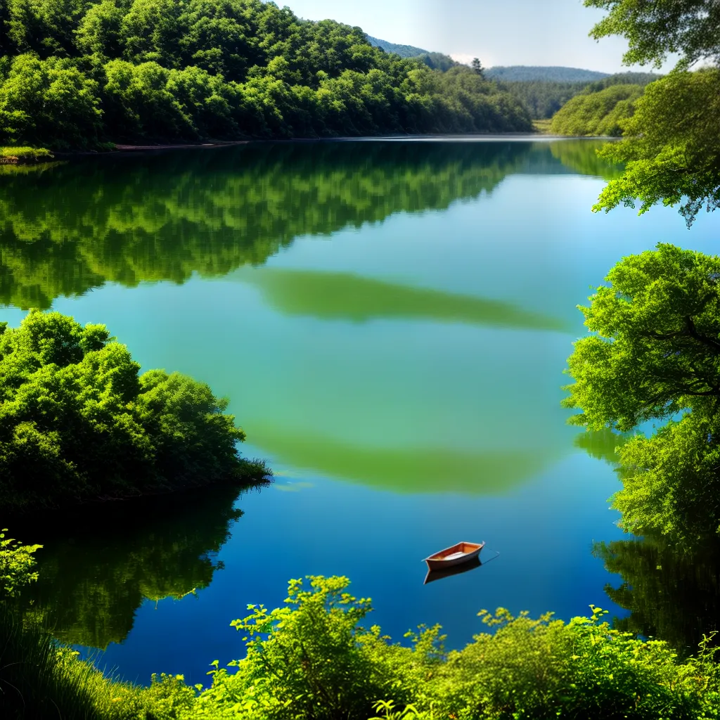 Fotos lago sereno reflexo arvores barco emocoes