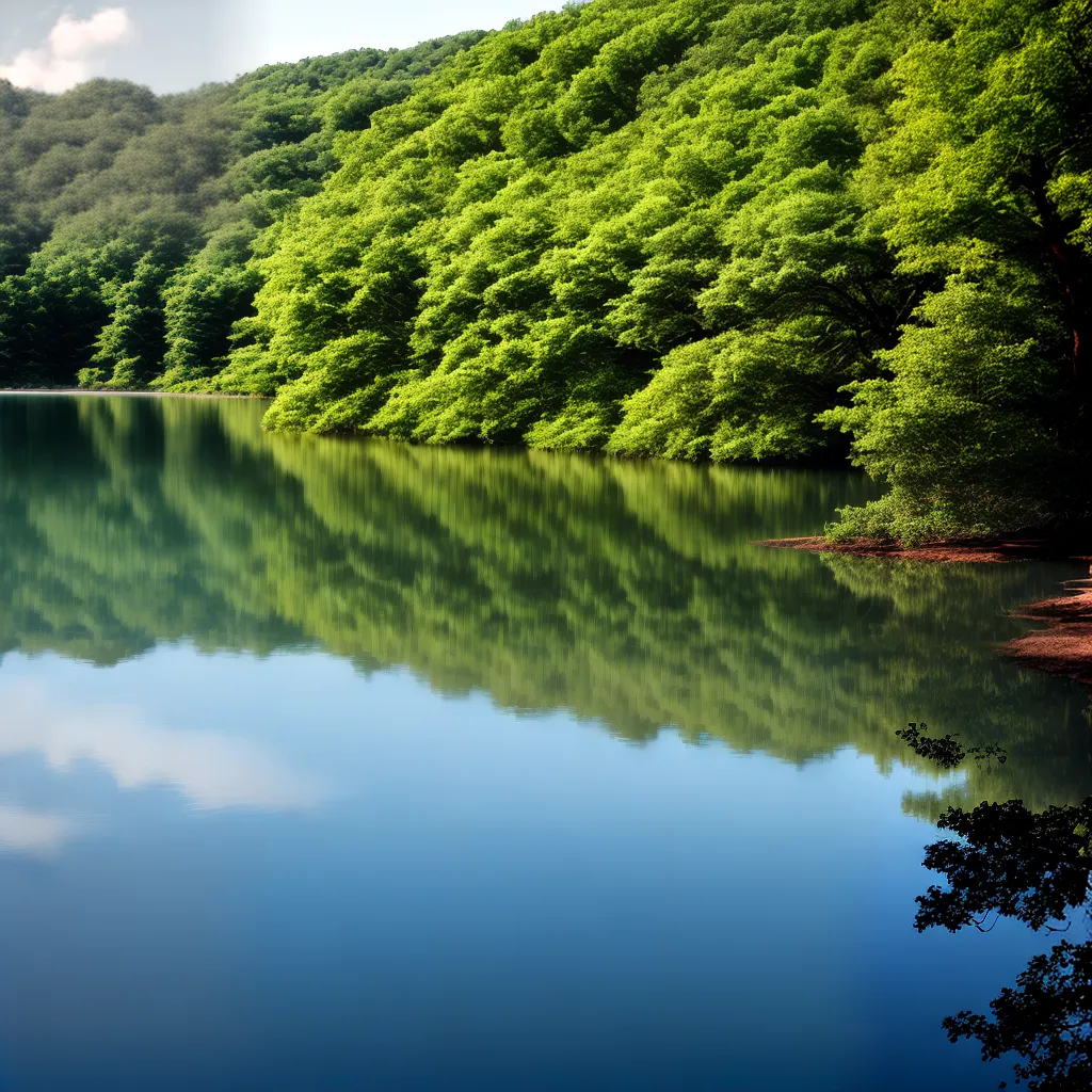 Fotos lago sereno reflexo arvores misterio