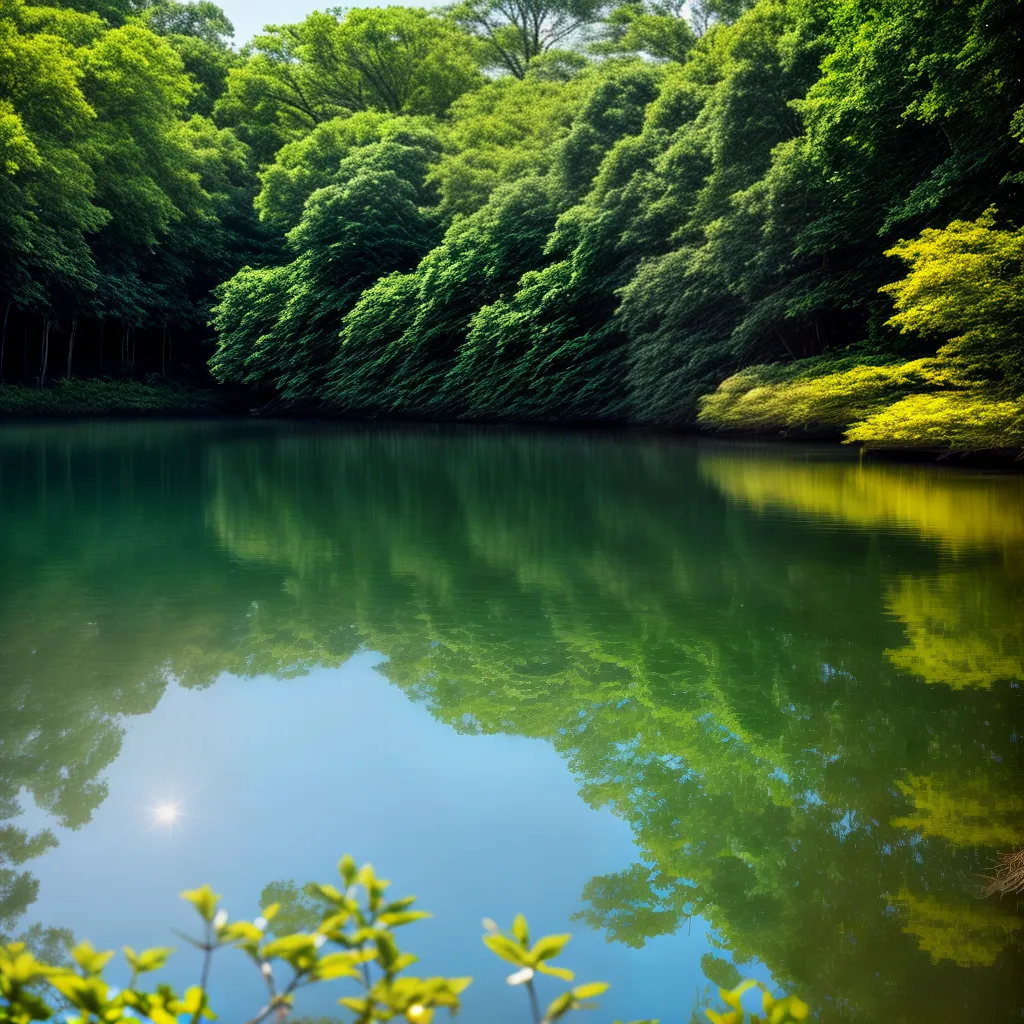 Fotos lago sereno reflexo arvores verde