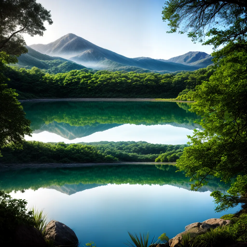 Fotos lago sereno reflexo ceu arvores 1