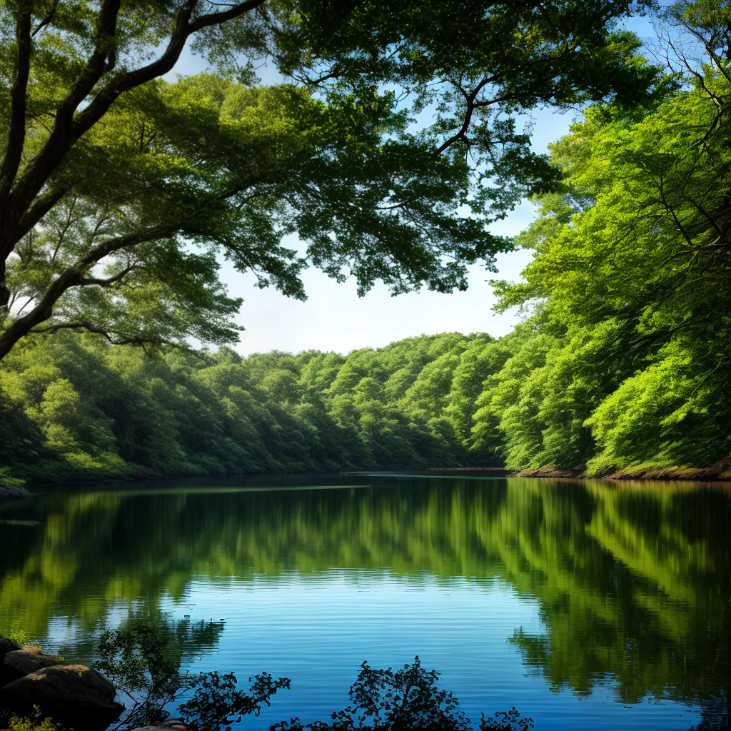 Fotos lago sereno reflexo ceu arvores 4