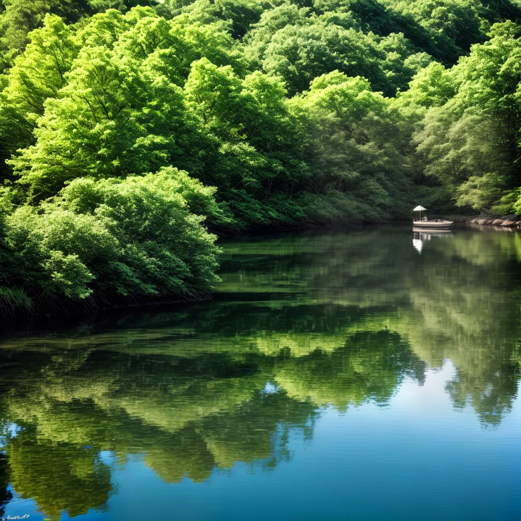 Fotos lago sereno reflexo ceu azul 5