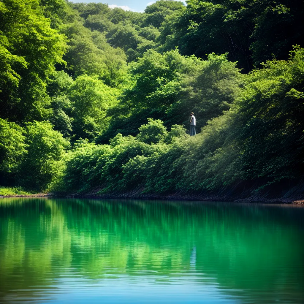 Fotos lago sereno reflexo pessoa subconsciente 1