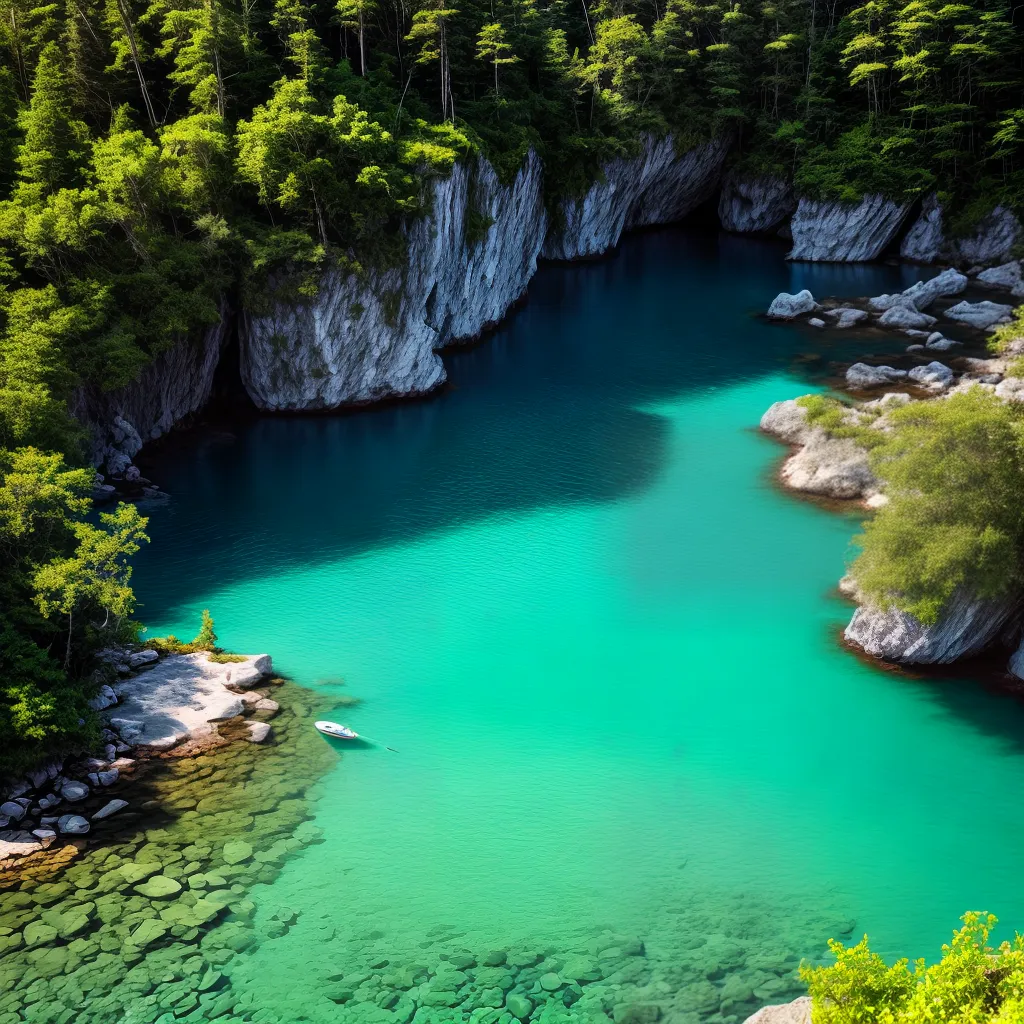 ho com Água Limpa e Cristalina 5 Fotos lago turquesa montanhas vegetacao barco