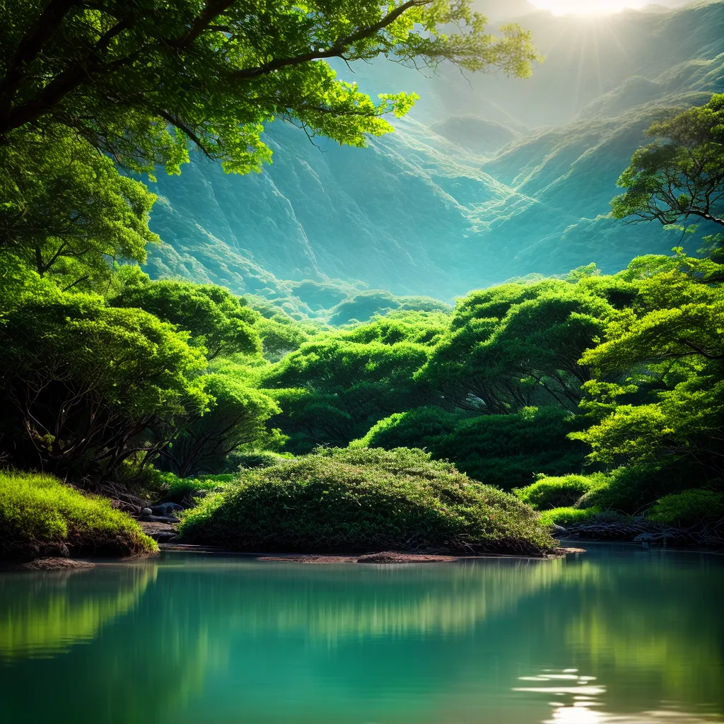 Fotos lagoa verde serenidade cura crescimento