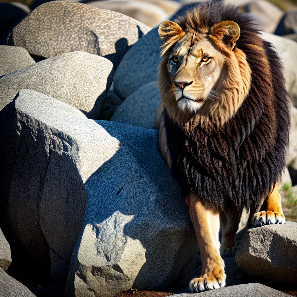 Descubra o significado dos sonhos com animais selvagens. 2 Fotos leao poderoso rocha ouro