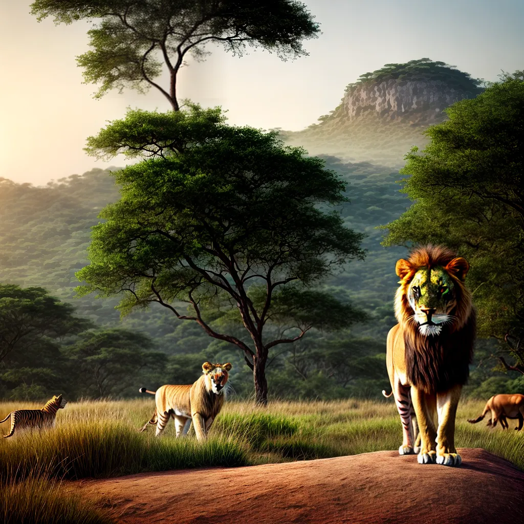 Fotos leao tigre savana jungla instinto