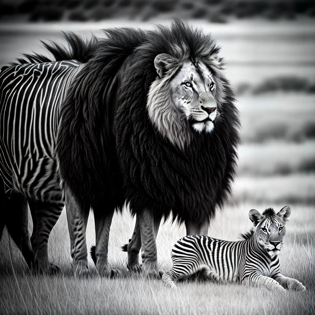 Fotos leao zebra savana equilibrio