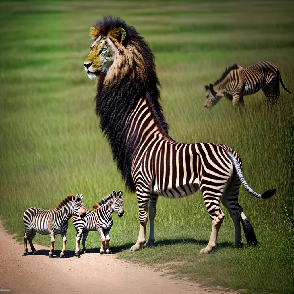 Fotos leao zebra savana predador presa