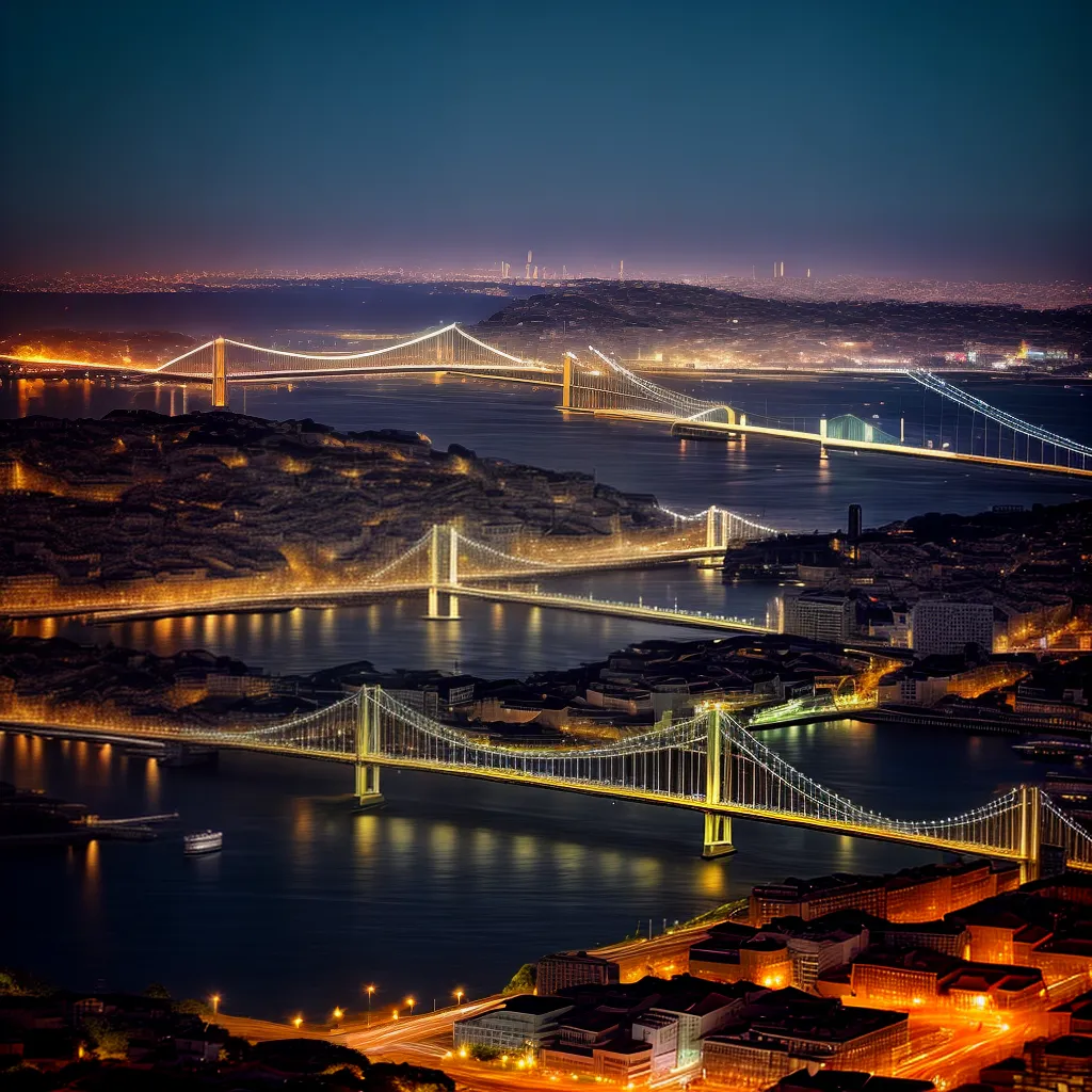 Fotos lisboa noturna ponte iluminada sonho