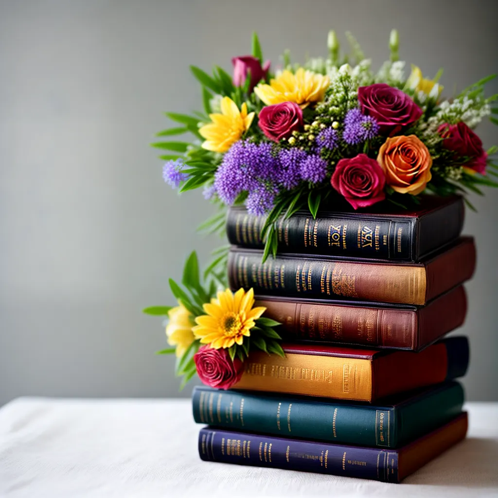 Fotos livros flores equilibrio beleza