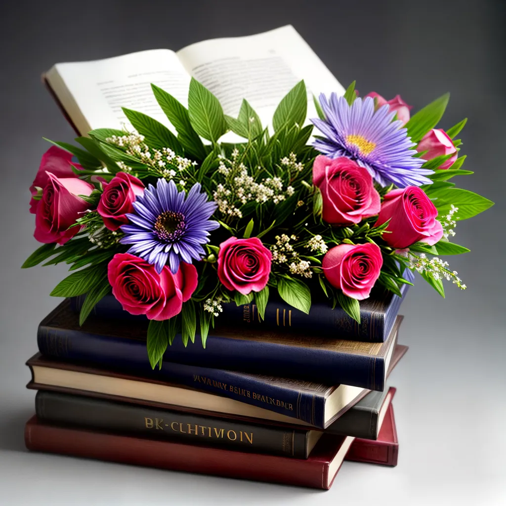 Fotos livros flores equilibrio