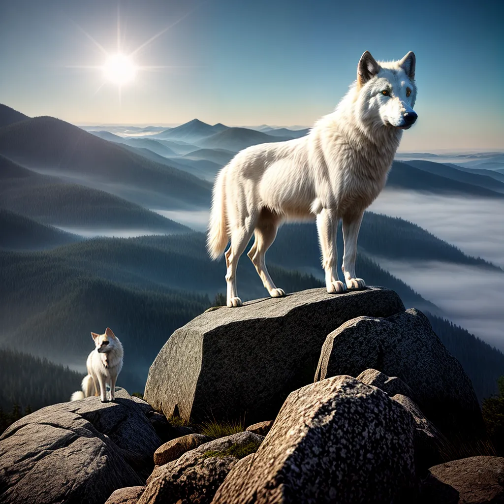 Natureza Mística: Descubra o Significado de Sonhar com Animais Selvagens 2 Fotos lobo branco montanha lua 1