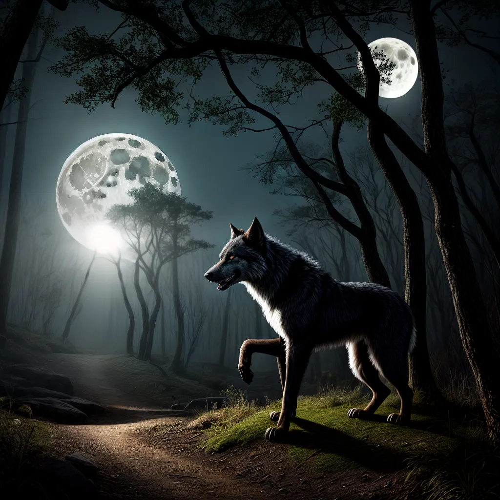 Fotos lobo noturno lua cheia misterio