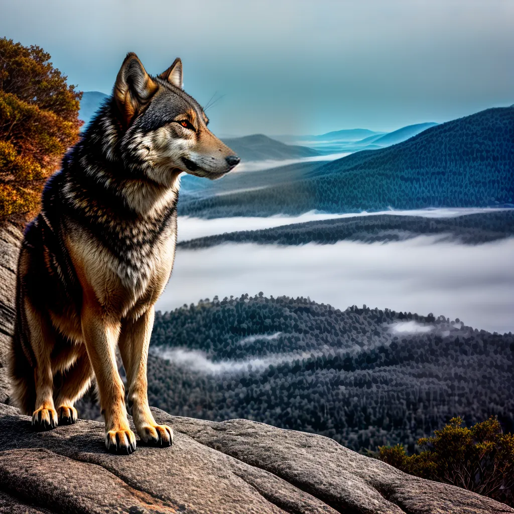 A. Natureza Selvagem: Sonhar com Animais, Floresta e Montanhas 2 Fotos lobo sol por do serra