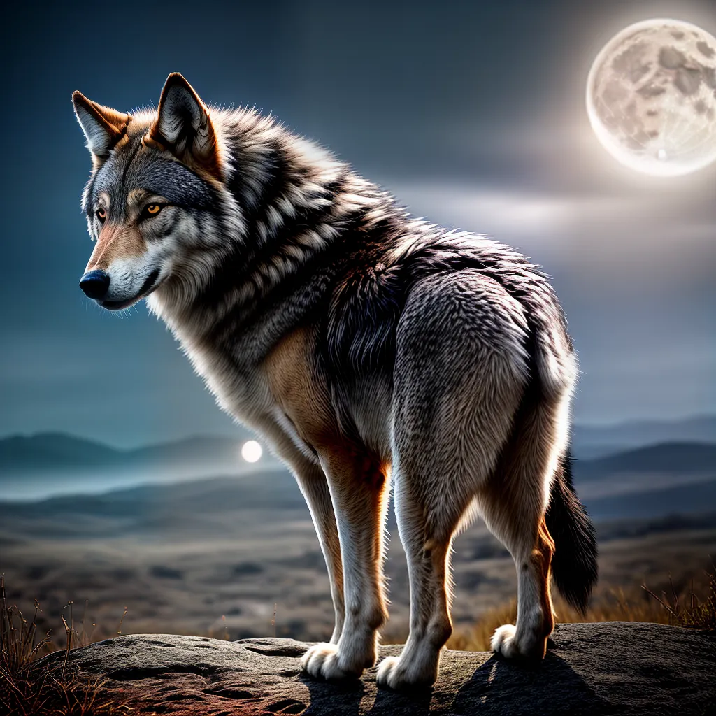 Fotos lobo uivando lua espirito selvagem