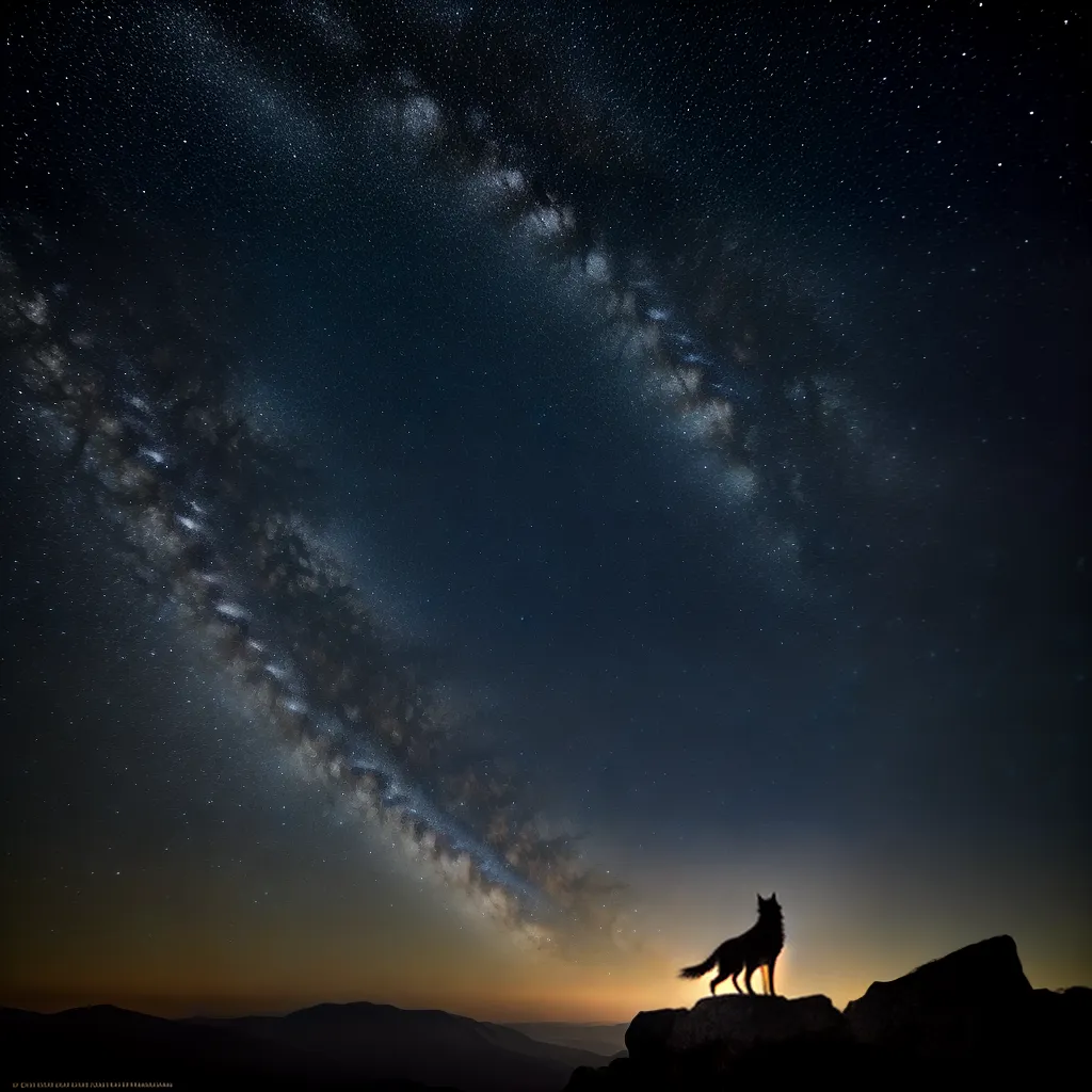 Fotos lobo uivando lua estrelas