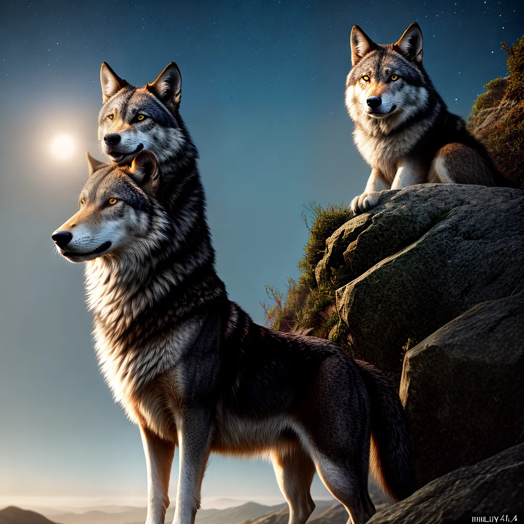 Fotos lobo uivando lua psique 1