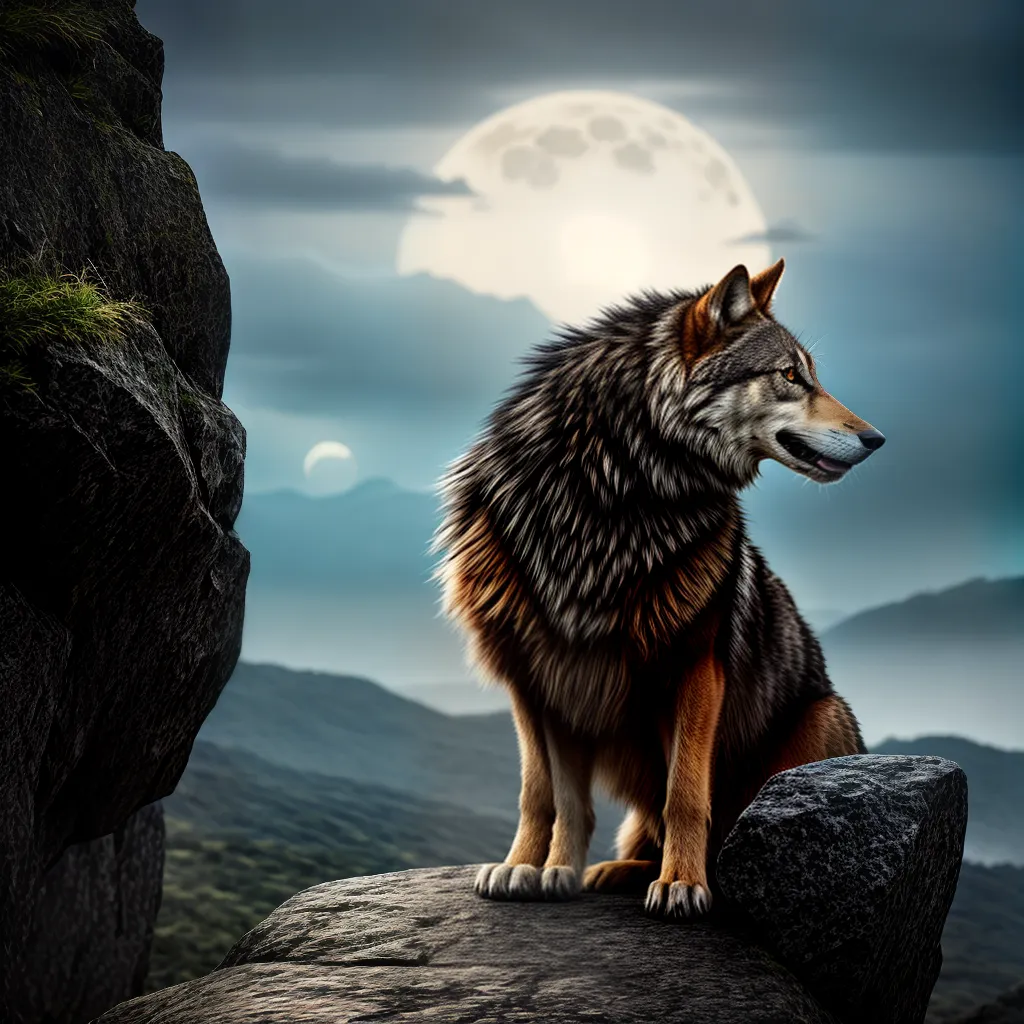 Fotos lobo uivando lua psique