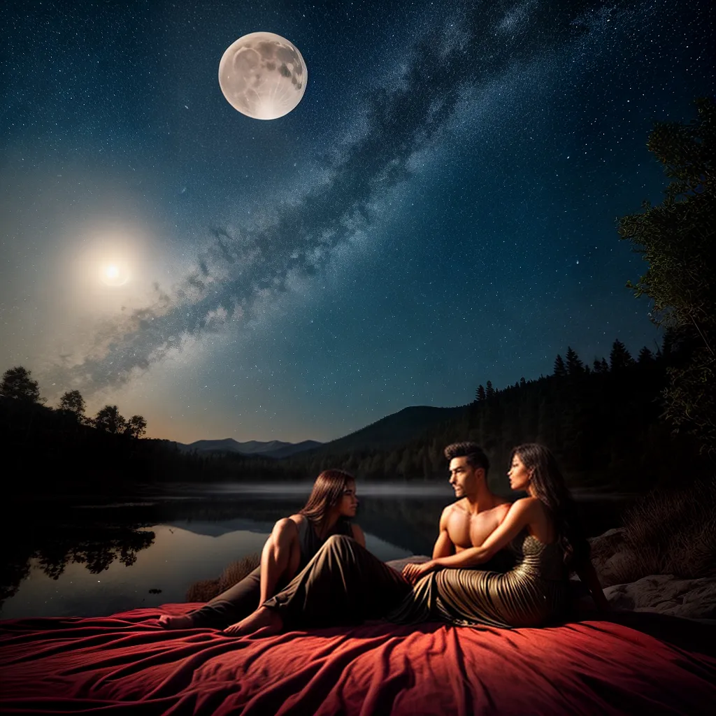 Fotos lua amor casal noite estrelas