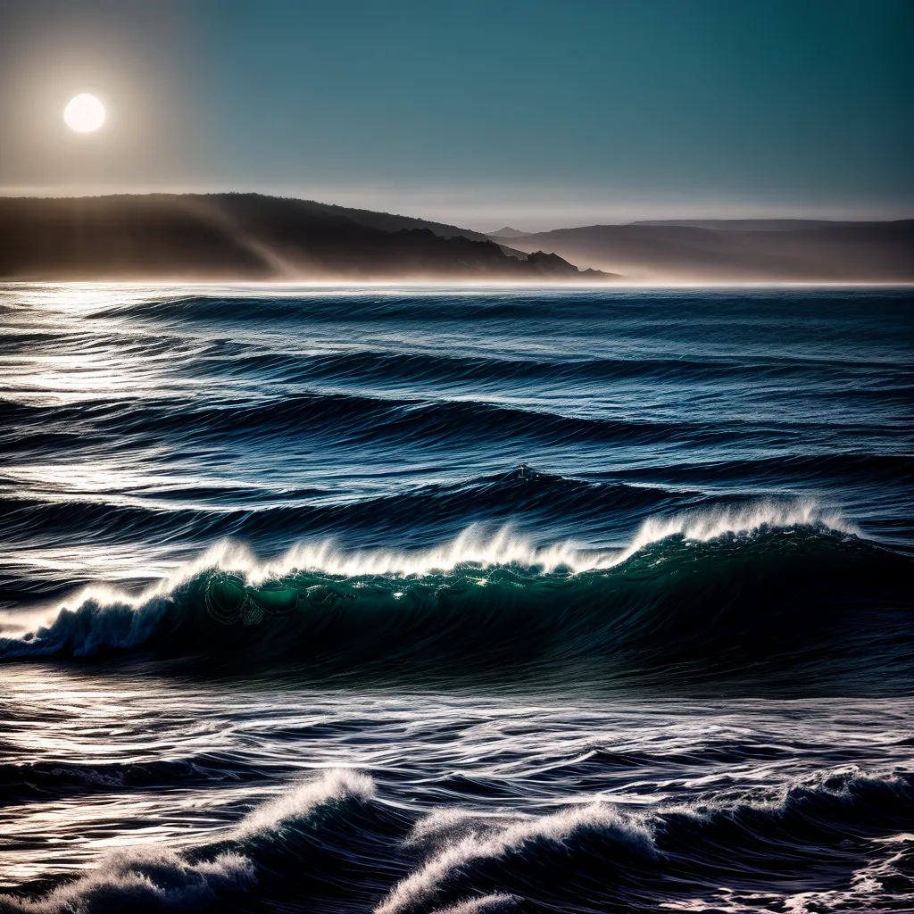 Fotos lua cheia ondas oceano noite