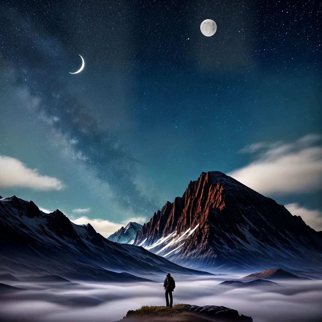 Fotos lua crescente noite paisagem sonhos