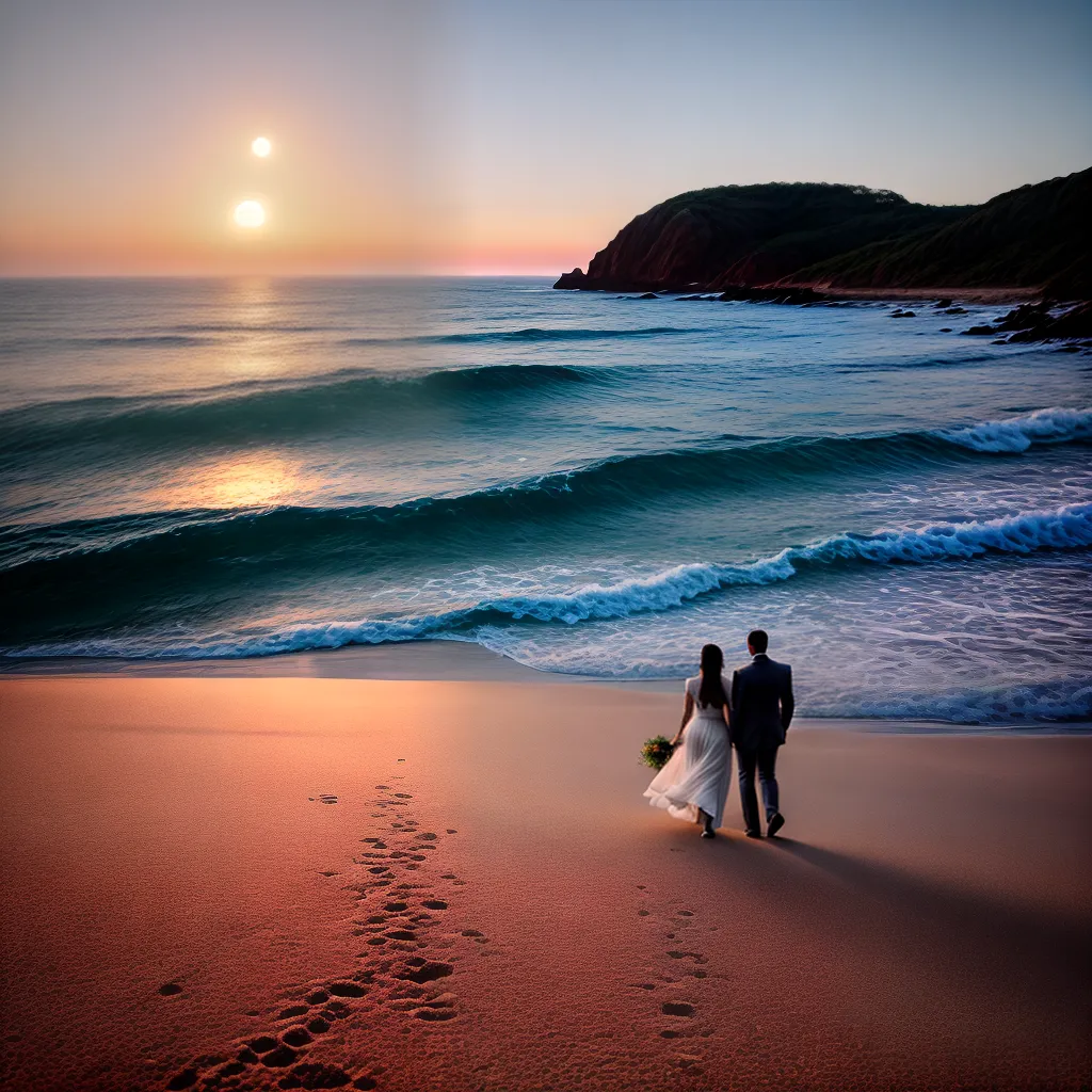 Fotos lua de mel praia por do sol