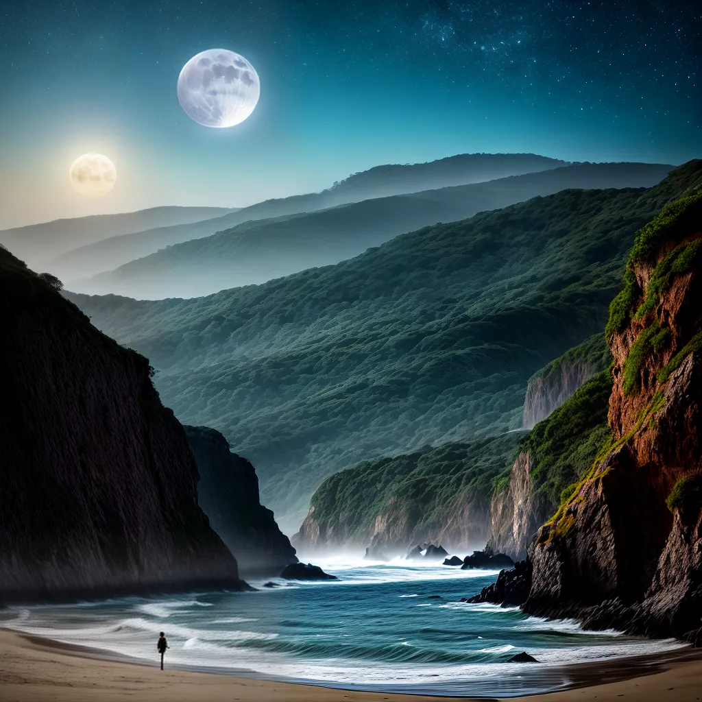 Qual o Significado de Sonhar com Lua Cheia e Réptil Marinho? 4 Fotos lua serpente praia noite