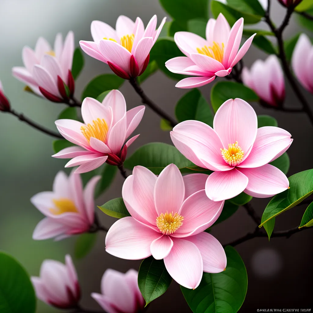 Fotos magnolia flor rosa folhagem natureza