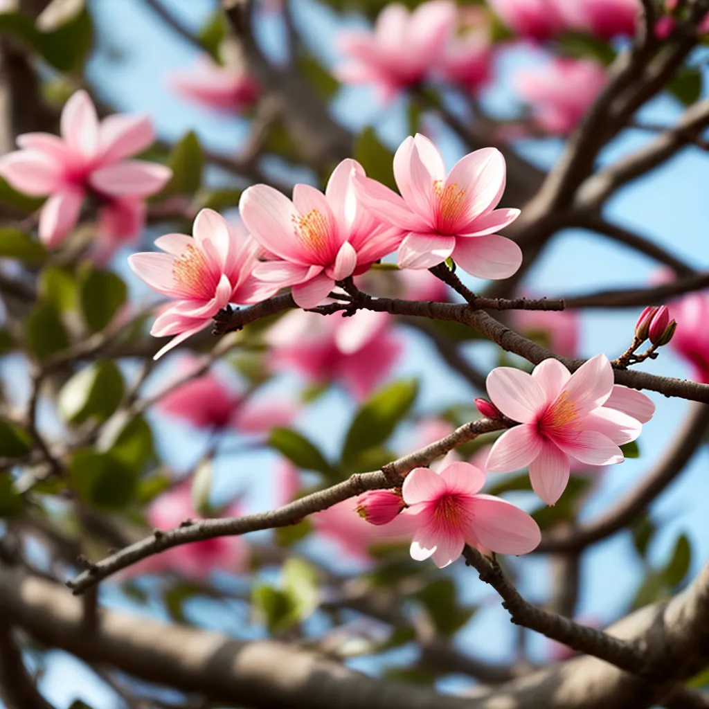 Fotos magnolia rosa arvore graca forte