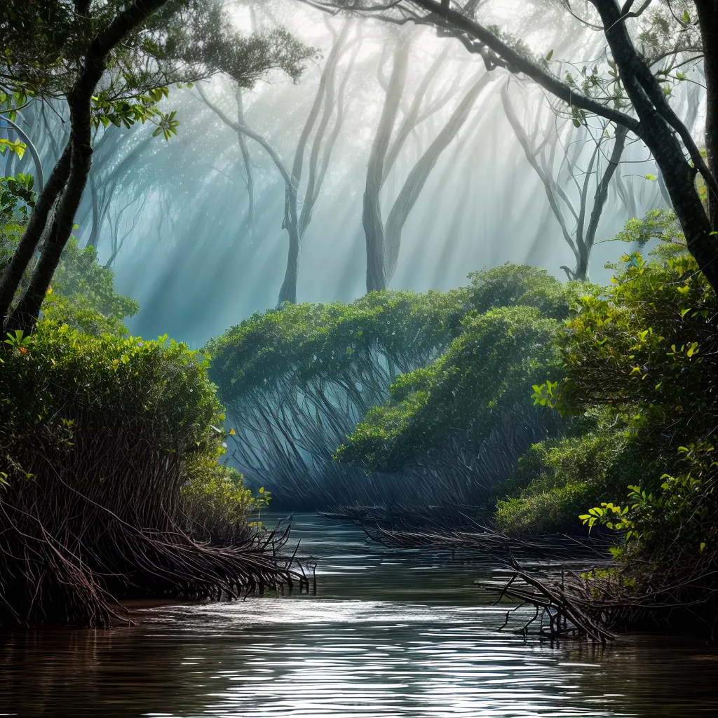 Fotos manguezal misterioso raizes agua